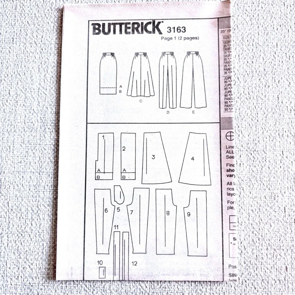 Butterick 3163 Skirt Pants Capsule Basics 20-22-24 Elevated Quiet Luxury Classic